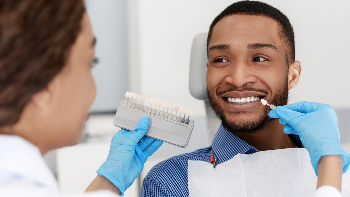 Patient Having Shade of Teeth Checked