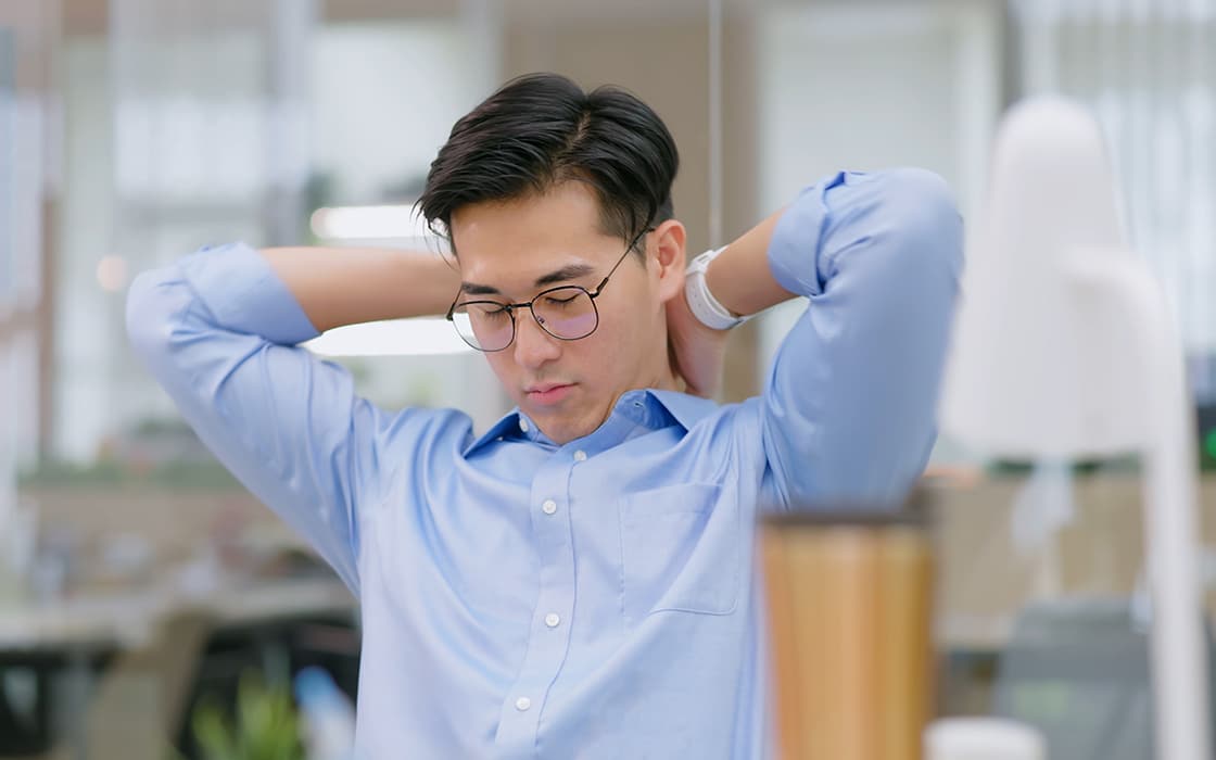 Tired Man At Work Photo